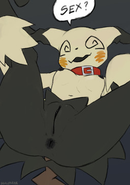 anthro anthrofied anus areola biped breasts butt collar collar_only dialogue female genitals looking_at_viewer navel nipples nude nude_anthro nude_female open_mouth open_smile pokemorph presenting presenting_vulva rear_view simple_background smile solo speech_bubble spiral spiral_eyes spread_legs spreading tail text vulva yellow_body sealer4258 nintendo pokemon mimi_(sealer4258) generation_7_pokemon mimikyu pokemon_(species) 2025 absurd_res digital_drawing_(artwork) digital_media_(artwork) english_text hi_res