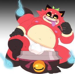 anthro belly big_belly blush briefs bulge clothing kemono leaf male moobs nipples overweight overweight_male red_body solo tighty_whities tongue tongue_out underwear white_briefs white_clothing white_underwear meg_hoi level-5 yo-kai_watch teastroyer canid canine mammal raccoon_dog tanuki 2026