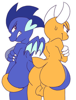 2_horns anthro anthro_on_anthro ass_to_ass backsack balls big_balls blue_body blue_scales blue_wings butt butt_squish butts_touching claws clenched_teeth crossed_arms duo female finger_claws genitals green_eyes hair hand_on_arm horn interspecies looking_at_another looking_back male male/female membrane_(anatomy) membranous_wings nude orange_balls orange_body orange_perineum orange_scales perineum pink_eyes purple_hair questionable_consent rear_view scales side_by_side simple_background squish tail tail_around_partner teeth white_background white_claws white_horn wings senshion european_mythology mythology ruby_(ultilix) to-be-named-later demon dragon mythological_creature mythological_scalie scalie western_dragon 2021 hi_res