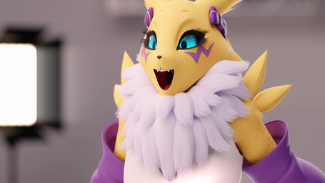 anthro arm_tuft blep blush breath chest_tuft clothing expressions eyebrows eyelashes facial_markings female fluffy_ears fur gloves goofy_smile grin handwear head_markings head_tilt heart_eyes heart_pupils heart_symbol markings multicolored_body multicolored_fur nose_twitch panting paw_pose pose shoulder_tuft smile solo tongue tongue_out tuft white_body white_fur wide_eyed yellow_body yellow_fur aznyan dogzeela_(modeler) bandai_namco digimon renamon_(dogzeela) canid digimon_(species) mammal renamon 16:9 3d_(artwork) 3d_animation animated digital_media_(artwork) hi_res short_playtime sound video widescreen