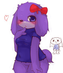 <3 blush bow breasts cave_story chaco chipar clothing eyelashes female fur hair_bow lagomorph looking_at_viewer mammal mimiga one_eye_closed open_mouth plain_background purple_eyes purple_fur sue_sakamoto video_games white_background white_fur
Rating: Safe
Score: 9
User: Finchmaster
Date: January 29, 2014