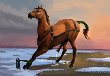 animal_genitalia animal_penis bdsm bodily_fluids captured dripping equine_genitalia equine_penis erection feral genital_fluids genitals harness male outside penis precum precum_drip precum_string solo tail tail_wraps wraps almatea equid equine horse mammal absurd_res hi_res