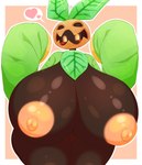 big_breasts black_body breasts female for_a_head heart_symbol huge_breasts nipples plant solo tan_nipples thick_thighs omenyanozero elemental_creature elemental_humanoid flora_fauna humanoid object_head plant_humanoid absurd_res hi_res