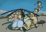 aircraft anthro big_breasts blue_eyes blush bodily_fluids breasts covered_nipples female grey_breasts helicopter machine mi-26 sky solo sweat tail tank_(vehicle) vehicle im51nn5 aircraft_humanoid living_aircraft living_helicopter living_machine living_vehicle 2022 hi_res