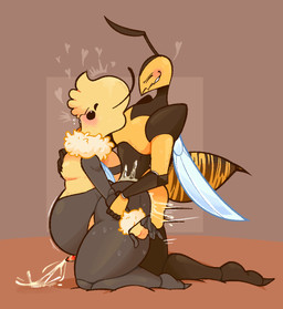 abdominal_bulge ahegao anal anal_penetration antennae_(anatomy) anthro anthro_on_anthro anthro_penetrated anthro_penetrating anthro_penetrating_anthro anthrofied arthropod_abdomen bar belly big_belly big_penis black_body black_eyes black_sclera blue_wings blush bodily_fluids brown_background butt clenched_teeth cum cum_inflation cum_inside cum_on_butt cum_on_ground cum_while_penetrated cumshot curvy_figure duo ejaculation erection exoskeleton from_behind_position genital_fluids genitals glistening glistening_body glistening_butt glistening_genitalia glistening_penis glistening_skin glistening_wings hand_on_chest hand_on_penis holding_another holding_arm holding_wrist humanoid_hands inflation insect_wings kneeling kneeling_sex looking_pleasured looking_up male male/male male_penetrated male_penetrating male_penetrating_male markings moobs nude open_mouth orange_body orange_penis orange_tongue orgasm orgasm_face penetration penile penile_penetration penis penis_in_ass pink_background requesting sex sex_request simple_background smile standing stinger striped_body striped_markings stripes sweat sweatdrop sweaty_face sweaty_legs sweaty_thighs tapering_penis teeth text thick_thighs tongue tongue_out wide_hips wings yellow_body dozighost arthropod bee honey_bee hymenopteran insect wasp 2024 artist_name colored digital_drawing_(artwork) digital_media_(artwork) shaded signature watermark