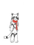 3:4 3_toes domestic_cat featureless_crotch feet felid feline felis fur fur_markings hi_res looking_at_viewer male mammal markings scarf simple_background sketch solo standing ti_cross ti_cross_(character) toes white_background