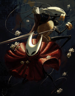 antennae_(anatomy) anthro biped cloak clothing duo female flower holding_melee_weapon holding_object holding_weapon melee_weapon plant red_cloak red_clothing scroll weapon white_flower anelfchay hollow_knight:_silksong hollow_knight_(franchise) team_cherry hornet_(hollow_knight) shakra_(hollow_knight:_silksong) arthropod 2025 absurd_res digital_media_(artwork) digital_painting_(artwork) hi_res painting_(artwork)