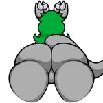 anthro balls big_butt butt butt_focus genitals green_hair hair male nude simple_background solo white_background skullunlucky mythology kairos_the_dragon dragon mythological_creature mythological_scalie scalie 1:1 hi_res