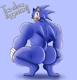 anthro big_butt big_muscles blue_body blue_butt butt butt_focus clothing crouching dialogue gloves green_eyes handwear looking_back male mostly_nude muscular muscular_anthro muscular_male open_mouth open_smile parody simple_background smile solo spread_legs spreading teeth text white_clothing white_gloves white_handwear sickaric broly_culo sega sonic_the_hedgehog_(series) sonic_the_hedgehog eulipotyphlan hedgehog mammal 2022 archived_source english_text meme