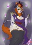 anthro big_breasts blush breasts cleavage clothed clothing female legwear looking_at_viewer nipple_outline panties solo taoist_talisman underwear wide_hips wolfmask asian_mythology chinese_mythology east_asian_mythology friendship_is_magic hasbro my_little_pony mythology autumn_blaze_(mlp) dragon jiangshi kirin mythological_creature mythological_scalie scalie undead 2018 hi_res