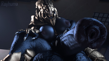 anthro armor balls breasts close-up erection front_view genital_close-up genitals gynomorph hand_on_knee hand_on_leg intersex looking_at_viewer low-angle_view nipples penis penis_close-up solo rayhuma halo_(series) microsoft xbox_game_studios alien sangheili 2020 3d_(artwork) digital_media_(artwork) source_filmmaker_(artwork) watermark