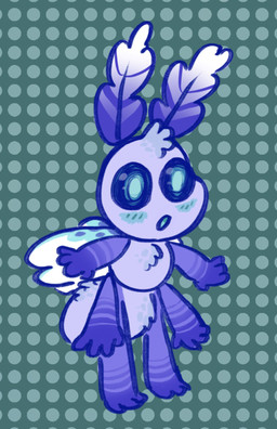 ambiguous_gender blush fluffy multi_arm multi_limb pattern_background semi-anthro simple_background solo standing saintsupervoid arthropod insect lepidopteran moth hi_res