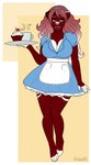 anthro ashwolves5 bear breasts chocolatevixen cleavage clothed clothing female food hi_res lips looking_at_viewer mammal solo waiter waitress_uniform
