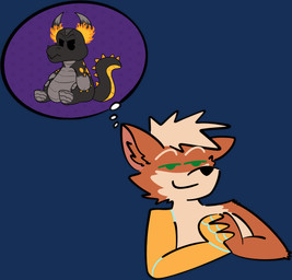 anthro belly black_eyes black_head black_nose black_tail chibi claws duo finger_claws fire flaming_horn flaming_horns green_eyes grey_belly grey_hands grey_horn grey_paws hair horn lava_plated lava_plated_back lava_plated_shoulders lava_spikes male male_anthro mechanical_arm nude nude_anthro nude_male orange_arm orange_ears simple_background sitting spiked_tail spikes spikes_(anatomy) tail thought_bubble transparent_background white_chest white_hair yellow_arm yellow_claws yellow_tail anonymous_artist mythology ivara_(ivarathefoox) vondrask_(ivarathefoox) canid canine dragon fox mammal mythological_creature mythological_scalie scalie absurd_res alpha_channel hi_res male_(lore)