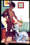 abs adolescent adult_on_young age_difference anthro ball_fondling balls biped blonde_hair blue_eyes blush bodily_fluids breasts brown_body brown_fur cum cum_in_mouth cum_inside cum_on_face duo ear_piercing ear_ring female fondling fur genital_fluids genitals hair heart_symbol kneeling male male/female money nipples older_male open_mouth penis piercing prostitution ring_piercing tongue tongue_out white_body young young_female younger_female sicmop darleen_(mineva) fish lagomorph leporid mammal marine rabbit shark 2025 2:3 absurd_res hi_res