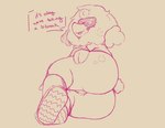 afro_puffs anthro blush blush_stickers boots bottomless breasts butt clothed clothing cloven_hooves cotton_tail curvy_figure dialogue eyewear female footwear genitals hand_on_hip hoof_hands hooves infidelity inviting inviting_to_sex looking_at_viewer looking_back lying mane on_side open_mouth partial_speech_bubble polygonal_speech_bubble poofy_hair presenting presenting_vulva shirt shoe_soles shoes snout solo speech_bubble stuttering sunglasses talking_to_viewer tapering_snout text topwear voluptuous voluptuous_anthro voluptuous_female vulva holemann deltarune undertale_(series) elnina_(deltarune) bovid caprine darkner elemental_creature elemental_humanoid humanoid mammal sheep english_text