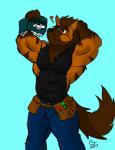 abs alternate_color anthro anthrofied blue_eyes book bottomwear clothed clothing confusion denim denim_bottomwear denim_clothing jeans male muscular muscular_anthro muscular_male pants pokemorph pose solo stripes topless ashtrek caseyljones asian_mythology east_asian_mythology mythology nintendo pokemon chez_blackpaw_(ashtrek) arcanine canid canine foo_dog generation_1_pokemon mammal pokemon_(species) absurd_res hi_res pinup