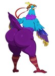 accessory anthro beak bedroom_eyes big_butt blue_body blue_feathers breasts butt feathers female headband huge_butt looking_at_viewer multicolored_body narrowed_eyes purple_body purple_feathers seductive solo thick_thighs two_tone_body sssonic2 epic_games fortnite budge_(fortnite) avian bird budgerigar loriinae parakeet parrot true_parrot 2024 absurd_res hi_res