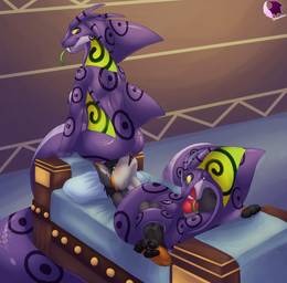 anthro apode bed coiling dominant dominant_female face_in_ass facesitting fellatio female feral furniture legless male male/female oral penile purple_body purple_scales scales serpentine sex sitting sitting_on_another snake_hood trapped wrapped wrapped_tail pheonixbat canid canine canis cobra draconcopode mammal naga reptile scalie snake wolf hi_res story story_in_description