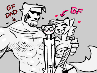 abs anthro armwear beard biceps big_breasts bisexual blush boyfriend/girlfriend breasts clothed clothing distressed facial_hair female fishnet_armwear fishnet_clothing fur group group_sex hair hug hugging_another hugging_from_behind implied_incest male muscular muscular_anthro muscular_male nervous nipple_outline nipples open_mouth panties pecs relationship romantic sandwich_position sandwiched sex sharp_teeth simple_background size_difference smile tail teeth tight_clothing tight_hug tight_topwear topwear trio underwear warrnet canid canine felid feline mammal 4:3 sketch daughter_(lore) father_(lore) father_and_child_(lore) father_and_daughter_(lore) incest_(lore) parent_(lore) parent_and_child_(lore) parent_and_daughter_(lore)