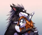canid canine canis duo embrace eyewear female feral glasses hi_res hug male male/female mammal smile vicoon wolf