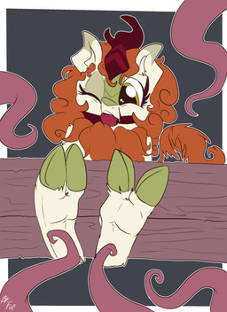 1_horn anthro ball_gag biped bound cloven_hooves dipstick_ears ear_markings feet female foot_focus front_view fur gag gagged hoof_focus hooves horn mane multicolored_ears one_eye_closed red_mane restraints simple_background sitting solo stocks tentacle_tickling tentacles tickle_fetish tickling tickling_feet underhoof unguligrade white_body white_fur fuf friendship_is_magic hasbro my_little_pony autumn_blaze_(mlp) kirin_(mlp) 2019 hi_res
