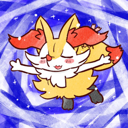 ambiguous_anthro ambiguous_gender anthro arms_out biped blush blush_stickers digitigrade dipstick_tail eyes_closed food front_view markings midair object_in_tail open_mouth open_smile shrimp_(food) simple_background smile snout solo sparkles tail tail_markings annyui0611 nintendo pokemon braixen canid generation_6_pokemon mammal pokemon_(species) 1:1 2023 digital_drawing_(artwork) digital_media_(artwork) full-length_portrait hi_res japanese_description portrait translated_description