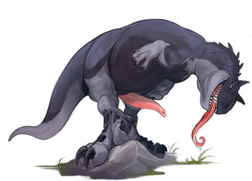 animal_genitalia belly bodily_fluids claws cloaca cloaca_juice cloacal_penis dark_body erection fangs feet feral genital_fluids genitals grass grey_body long_tongue male multicolored_body open_mouth outside penis plant ridges rock scutes simple_background slightly_chubby smile solo spikes spikes_(anatomy) tail tapering_penis teeth toe_claws tongue tongue_out white_background yellow_eyes skific abelisaurid carnotaurus dinosaur prehistoric_species reptile saurischian scalie theropod 2026 colored digital_media_(artwork) digital_painting_(artwork) hi_res painting_(artwork) shaded