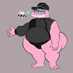 anthro belly big_butt blue_eyewear blue_glasses butt clothed clothing eyewear glasses hat headgear headwear male solo standing streetwear techwear thick_thighs wide_hipped_male wide_hips colelucario dunkin_kk_(artist) flipper_zero tamagotchi lotei_(dunkink_d) aquatic bottlenose_dolphin cetacean dolphin mammal oceanic_dolphin toothed_whale 1:1 colored_sketch hi_res model_sheet sketch