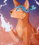 blue_eyes brown_nose feral fur orange_body orange_fur outside sitting sky solo maplespyder maple_(maplespyder) domestic_cat felid feline felis mammal 2016 digital_media_(artwork) digital_painting_(artwork)