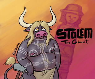 anthro arm_tattoo beard belly_hair belly_tattoo blonde_hair body_hair bottomwear chest_hair chest_tattoo clothed clothing eyeshadow facial_hair glistening glistening_body grey_body hair hammer horn leaning_on_object loincloth loincloth_only long_hair makeup male moobs nipples pecs pink_eyeshadow pink_nipples pink_nose sculpture short_beard simple_background slightly_chubby solo statue tattoo tools topless yellow_eyes pathetic_pagan european_mythology mythology slavic_mythology stolem_(pathetic_pagan) aurochs bovid bovine mammal recently_extinct_species 6:5