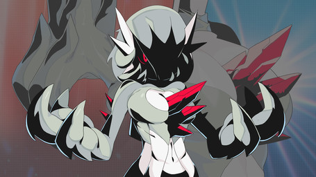 3_fingers black_sclera breasts female fingers grey_body hair iris multicolored_body not_furry pupils red_eyes solo white_body white_breasts white_skin drunk_oak nintendo pokemon gardevoir generation_3_pokemon humanoid pokemon_(species) 16:9 2022 hi_res widescreen