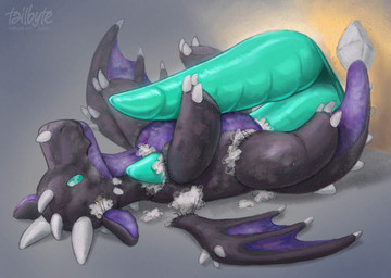 2_penises anthro close-up erection genitals grinding male masturbation membrane_(anatomy) membranous_wings multi_genitalia multi_penis object_penetration penis plushie plushie_humping plushie_penetrated plushophilia solo stitch_(sewing) toy wings tailbyte mythology deri dragon mythological_creature mythological_scalie scalie hi_res shaded signature