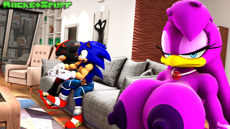 annoyed anthro big_breasts breasts clenched_teeth controller disappointed female furniture game_controller gaming group head_tuft huge_breasts looking_at_viewer male on_sofa playing_video_game shirtless_male sitting sitting_on_sofa smile sofa teeth trio tuft rocketspuff sega sonic_riders sonic_the_hedgehog_(series) shadow_the_hedgehog sonic_the_hedgehog wave_the_swallow avian bird eulipotyphlan hedgehog hirundinid mammal oscine passerine swallow_(bird) 16:9 3d_(artwork) 4k absurd_res digital_media_(artwork) hi_res widescreen