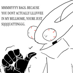 ambiguous_gender angry annoyed anthro bloodshot_eyes gesture hand_gesture mouthless pointing pointing_at_self simple_background solo talking_to_another text white_background wide_eyed yelling professornoodless hollow_knight:_silksong hollow_knight_(franchise) team_cherry hornet_(hollow_knight) arthropod insect 1:1 2025 digital_drawing_(artwork) digital_media_(artwork) english_text hi_res monochrome sketch female_(lore)