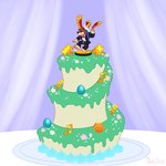 anthro beak cake clothing dessert dress duo female feral food male male/female wedding_cake wedding_clothing wedding_dress skelly_doll banjo-kazooie rareware banjo_(banjo-kazooie) kazooie avian bear bird breegull mammal 1:1 hi_res