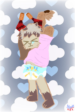 anthro bodily_fluids clothed clothing cork diaper feces fur genital_fluids horn male male/male pink_clothing pink_shirt pink_topwear pooping red_horn shirt simple_background soiled_diaper soiling soiling_diaper solo standing tan_body tan_fur teary_eyes topwear unclean_diaper urine used_diaper using_diaper waking_up wearing_diaper wet_diaper nixon108 bovid caprine goat mammal