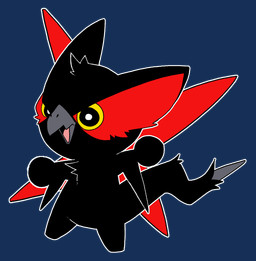 ambiguous_anthro ambiguous_gender anthro anthrofied beak biped black_body black_ears black_eyes black_fur black_tail chibi featureless_chest featureless_crotch featureless_feet featureless_hands feet fur fur_tuft grey_beak head_tuft looking_at_viewer monotone_body monotone_fur nude_ambiguous nude_anthro open_beak open_mouth outline pink_tongue pupils red_inner_ear simple_background solo standing tail tongue transparent_background tuft white_outline white_pupils yellow_sclera pr_quote capcom monster_hunter flying_wyvern nargacuga 2023 aliasing alpha_channel binary_drawing digital_drawing_(artwork) digital_media_(artwork) flat_colors hi_res