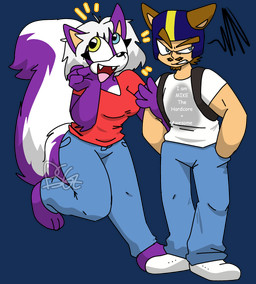 angry anthro armor blue_eyes brown_hair canine_ears clothed clothing duo facial_hair fangs female fur hair happy headgear helmet heterochromia long_tail male male/female multicolored_body open_mouth purple_body purple_fur simple_background smile tail teeth transparent_background white_hair pansagge mike_and_melissa melissa_mouffette mike_chenoweth animal_humanoid human humanoid mammal mephitid skunk 2022 absurd_res alpha_channel digital_drawing_(artwork) digital_media_(artwork) hi_res