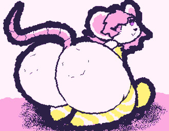 anthro big_butt butt butt_focus clothed clothed_anthro clothed_female clothing female fur hair hairless_tail heterochromia kneeling legwear looking_back pattern_clothing pattern_legwear pink_hair solo striped_clothing striped_legwear stripes tail white_body white_fur pincoosh nina_(dollycloudy) mammal mouse murid murine rodent 2d_animation animated digital_media_(artwork) wigglypaint_(artwork)