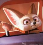 4_fingers anthro big_ears black_nose clothed clothing eyewear fingers frown fur holding_eyewear holding_object looking_aside looking_at_viewer male orange_eyes shirt solo sunglasses text topwear vehicle 7theaven disney zootopia finnick_(zootopia) canid canine fennec_fox fox mammal true_fox 2016 url