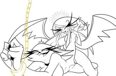 avian_feet barely_visible_genitalia barely_visible_vulva breasts duo female female/female genitals halo humanoid_on_humanoid interspecies leg_glider_position lying on_front raised_leg sex simple_background speaker tribadism vaginal vulva wings aptom7747 hazbin_hotel hellaverse helluva_boss speaker_of_god_(hazbin_hotel) stella_(helluva_boss) angel animal_humanoid avian avian_humanoid humanoid hybrid winged_humanoid absurd_res hi_res monochrome spot_color