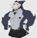 anthro biceps bulge clothed clothing male nipples non-mammal_nipples solo underwear underwear_only mr_sharky fish marine shark hi_res