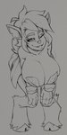 anthro big_breasts breasts cleavage clothed clothing female leaf leaning leaning_forward one_eye_closed solo wink reliusmax activision spyro_the_dragon elora faun absurd_res hi_res monochrome sketch