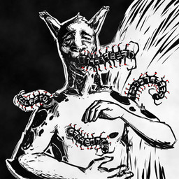 male solo vent_art jameslewis g_jamez alpaca arthropod camelid centipede humanoid mammal myriapod 1:1 black_and_white hi_res monochrome