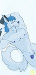 abs anthro blue_eyes genitals male nude pecs penis solo tail kaichitsumon arctic_fox canid canine fox mammal true_fox digital_media_(artwork) hi_res