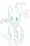 2:3 absurd_res anthro black_and_white canid canine comic depression dialogue disney english_text fox front_view hi_res male mammal monochrome necktie nick_wilde red_fox sad sketch solo text the_end thought_bubble true_fox wugi zootopia