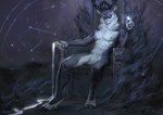 5_fingers anthro constellation detailed_background eyebrows eyelashes featureless_crotch fingers fur hooves male male_anthro night nude nude_anthro nude_male outside sitting smile solo white_body white_fur alsares deer mammal 2022 digital_media_(artwork) digital_painting_(artwork) painting_(artwork) shaded soft_shading