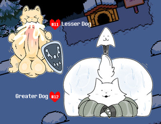 anthro ass_up auto_cum_inflation autofellatio balls belly big_balls big_belly big_butt big_penis bodily_fluids butt cum cum_in_mouth cum_in_own_mouth cum_in_self cum_inflation cum_inside duo eyes_closed front_view genital_fluids genitals huge_balls huge_belly huge_penis hyper hyper_balls hyper_belly hyper_genitalia hyper_penis inflation kneeling looking_at_viewer male masturbation melee_weapon one_eye_closed oral oral_masturbation penile penile_masturbation penis penis_in_mouth polearm shield snow spear sweat sweaty_butt tail text thick_thighs weapon white_body white_tail wink yellow_body pelnsfw undertale undertale_(series) greater_dog lesser_dog animate_inanimate canid canine canis domestic_dog mammal 2025 digital_drawing_(artwork) digital_media_(artwork) english_text