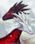 ambiguous_gender duo feral horn pale_eyes red_body red_skin smile smooth_horn white_body white_eyes white_skin yellow_eyes grypwolf flight_rising mythology dragon mythological_creature mythological_scalie scalie wildclaw_dragon 2015 digital_drawing_(artwork) digital_media_(artwork)